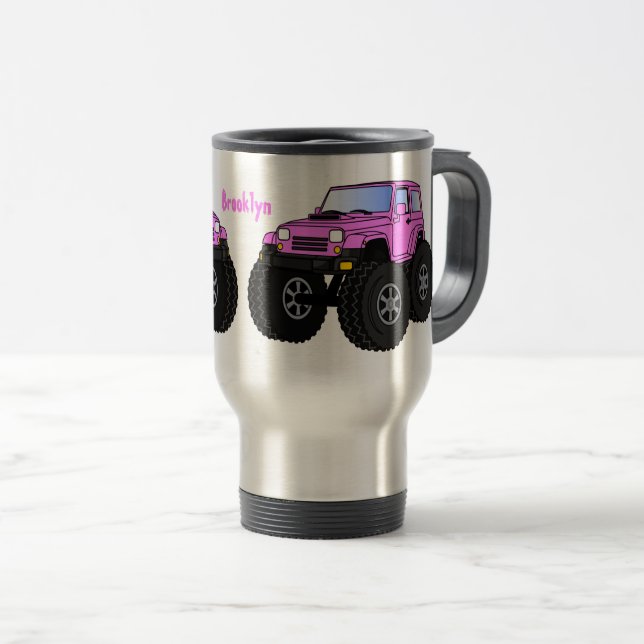 Mug De Voyage Un Pink Monster Cartoon (Devant droit)
