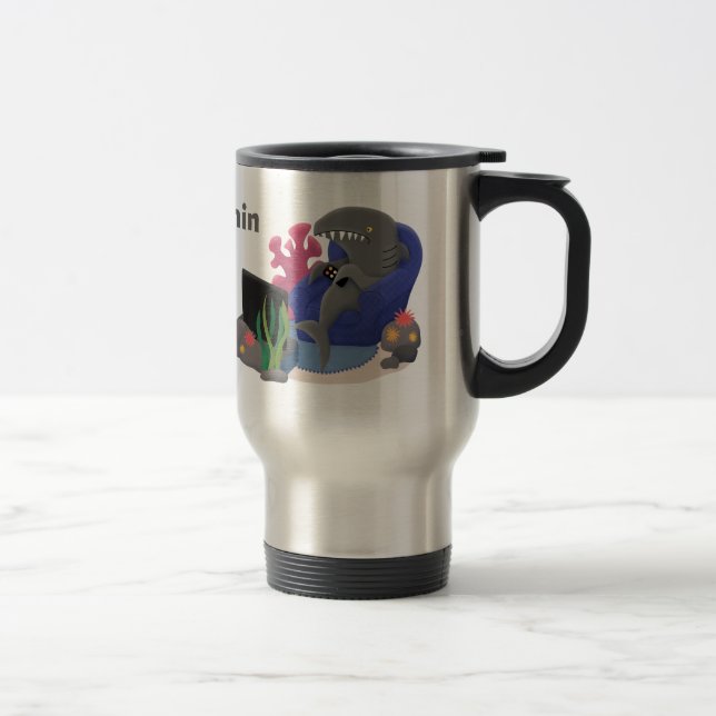 Mug De Voyage Un requin drôle en regardant la bande dessinée de  (Droit)