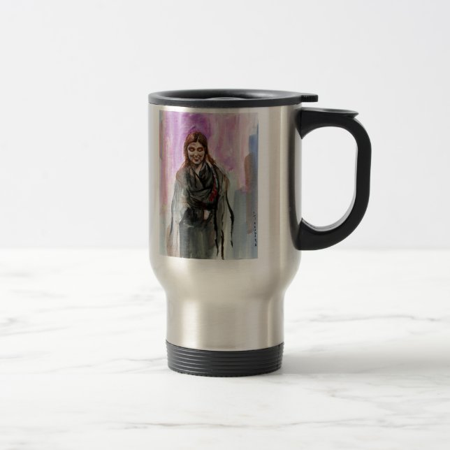Mug De Voyage Une fille souriante en noir (Droit)