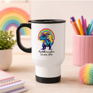Mug De Voyage Unicorn équitation Dinosaur Rainbow Name school