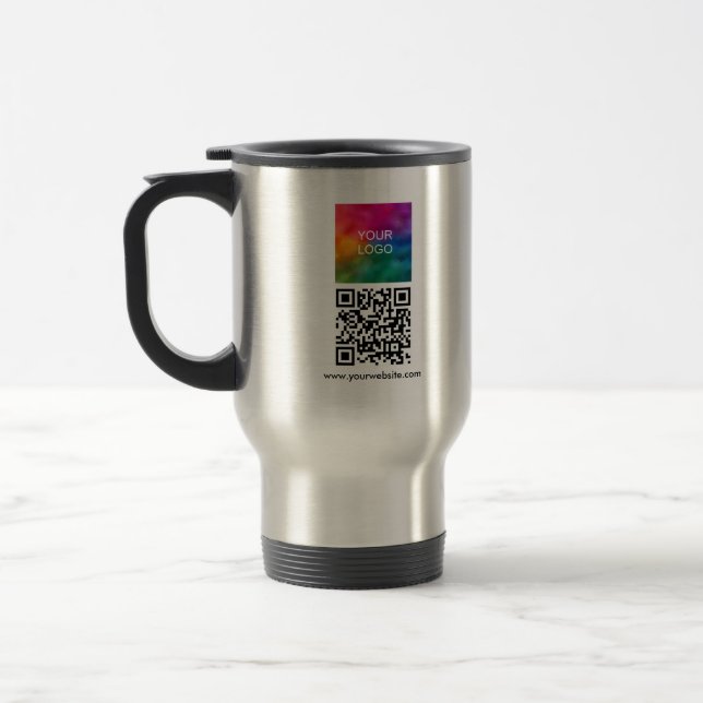 Mug De Voyage Upload Logo Here Custom QR Code Modern Elegant (Gauche)