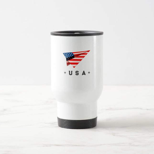 Mug De Voyage USA Paper Plane Flag (Centre)