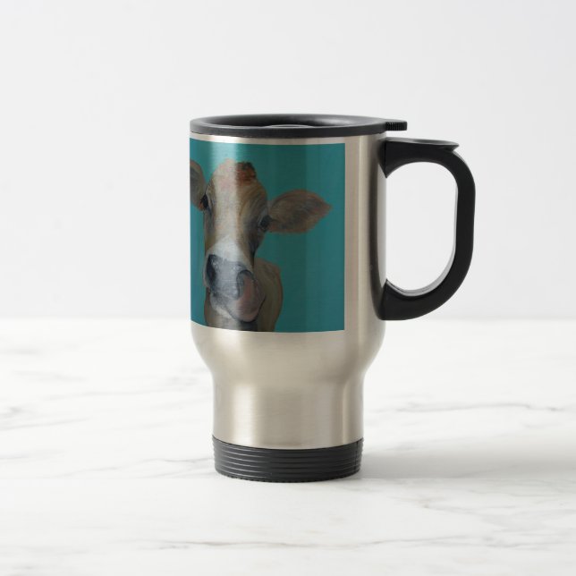 Mug De Voyage Vache du Jersey léchant son nez (Droit)