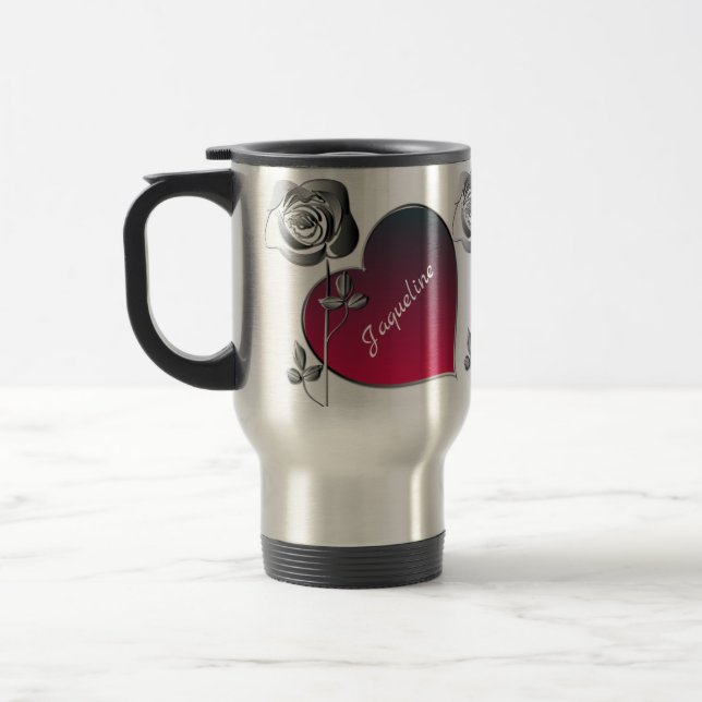 Mug De Voyage Valentine Roses & Coeur (Gauche)