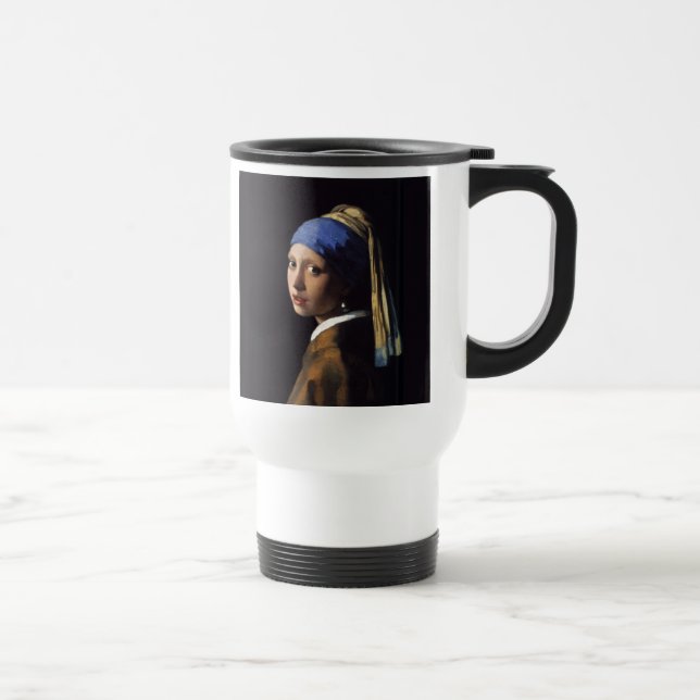 Mug De Voyage Vermeer Girl Pearl Élevant Masterpiece Peinture (Droite)