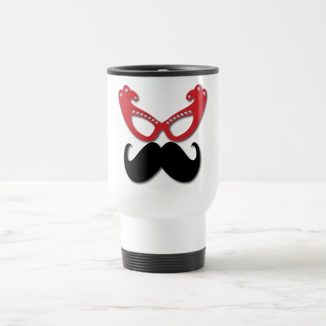 Mug De Voyage verres bling rouges avec la moustache (Centre)