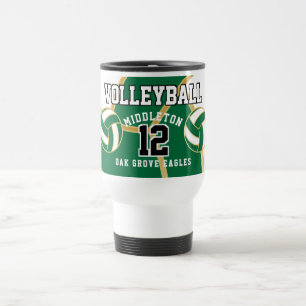 Mug De Voyage Vert et blanc avec Gold Volleyball Sport