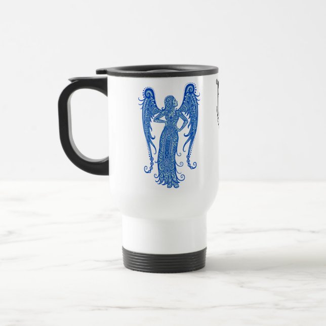 Mug De Voyage Vierge tribale bleue complexe (Gauche)