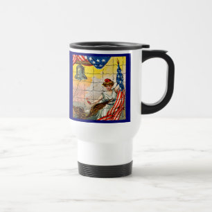 Mug De Voyage Vintage dame, aigle, drapeau et liberté Bell Mosia