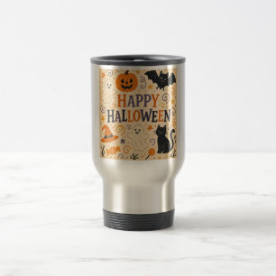 Mug De Voyage Vintage, mignon blanc Happy Halloween
