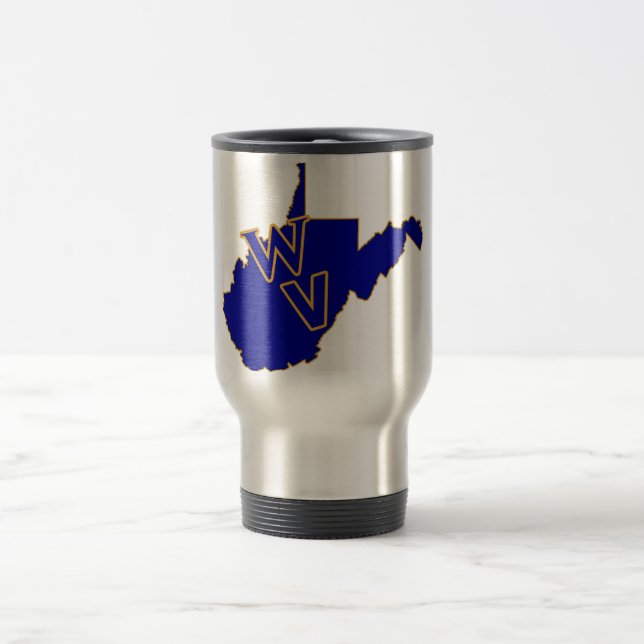 Mug De Voyage Virginie-Occidentale Pride Bleu et Or (Centre)