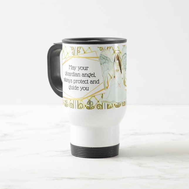 Mug De Voyage Vitrines d'ange gardien afro-américain avec devis (Devant gauche)