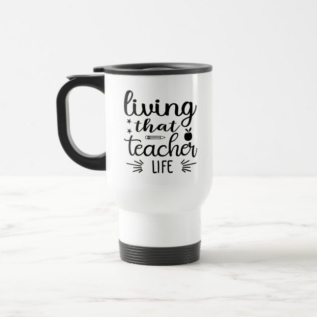 Mug De Voyage Vivre que l'enseignant Vie Wordart (Gauche)