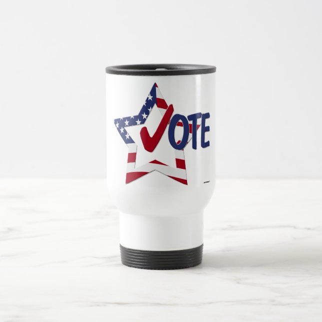 Mug De Voyage Vote Coche Rouge avec Étoile du Drapeau Américain (Centre)