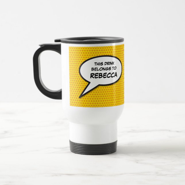 Mug De Voyage Votre message Voix Bubble Amusant Retro Comique Li (Gauche)