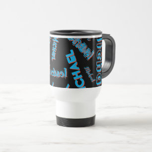 Mug De Voyage Votre nom motif monogramme bleu rouge noir couleur