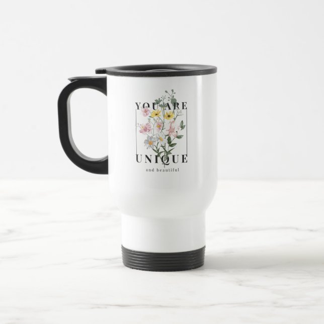 Mug De Voyage Vous êtes un Slogan floral unique (Gauche)