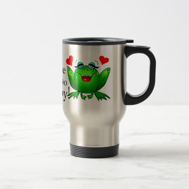 Mug De Voyage Vous me faites les grenouilles heureuses vertes (Droit)