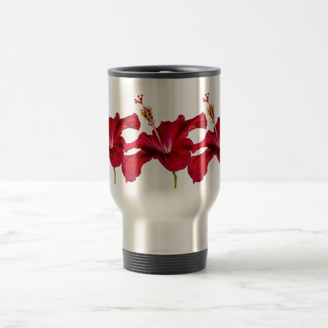 Mug De Voyage Vue latérale de l'Hibiscus rouge (Centre)