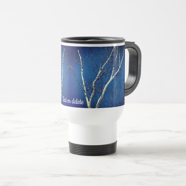 Mug De Voyage White Birch Tree Blue Sky Personnalisé (Devant droit)