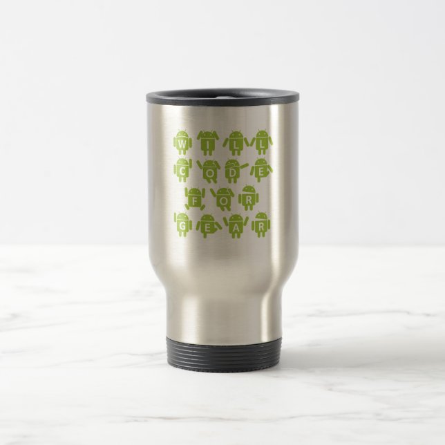 Mug De Voyage Will Code For Gear (Développeur Logiciel Bugdroid) (Centre)