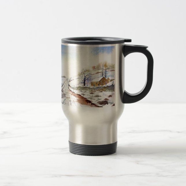 Mug De Voyage Wintery Lane Watercolor (Droit)