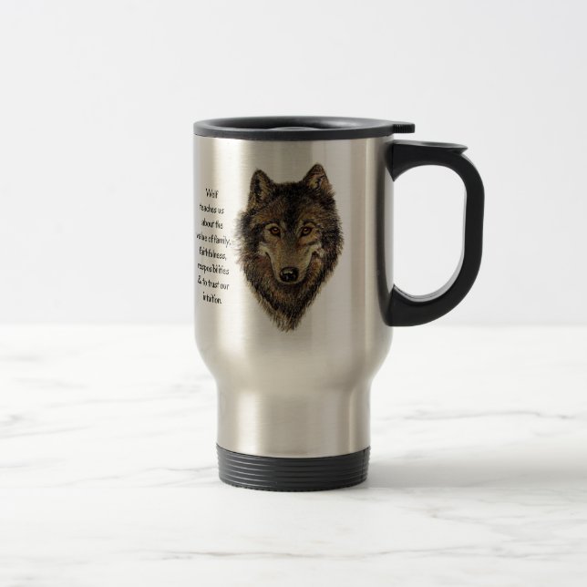 Mug De Voyage Wolf totem Inspirational Spirit Guide Animal (Droit)