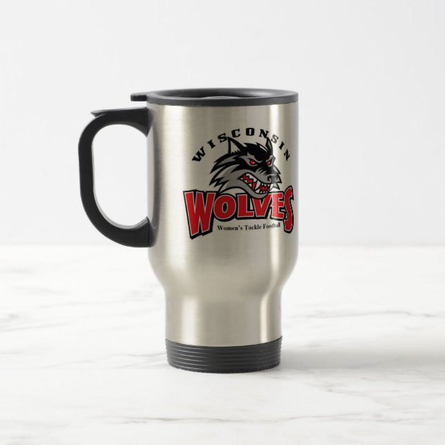 Mug De Voyage wolfs le logo sur l'acier inoxydable (Gauche)