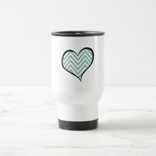 Mug De Voyage Zigzag bleu, Chevron bleu, Motif zigzag, Coeur