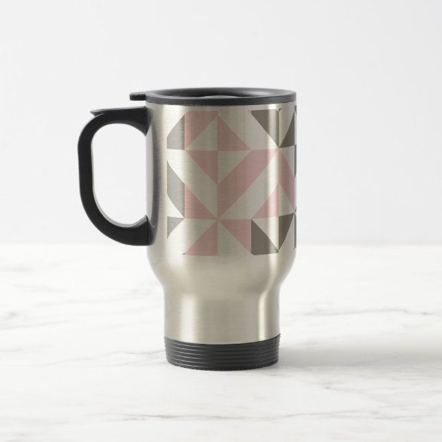 Mug De Voyage ZigZag géométrique rose et argent (Gauche)