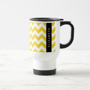 Mug De Voyage Zigzag Jaune, Chevron Jaune, Votre Nom