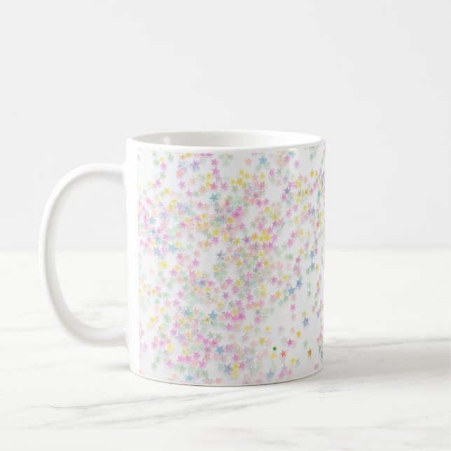 Mug De vraies étoiles de confettis colorées (Gauche)