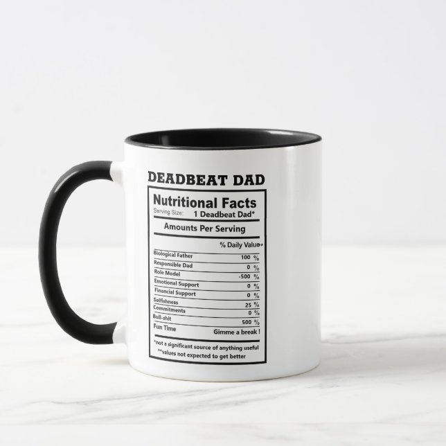 Mug Dead Beat Papa Nutritional Facts Puns Mèmes Drôle (Gauche)