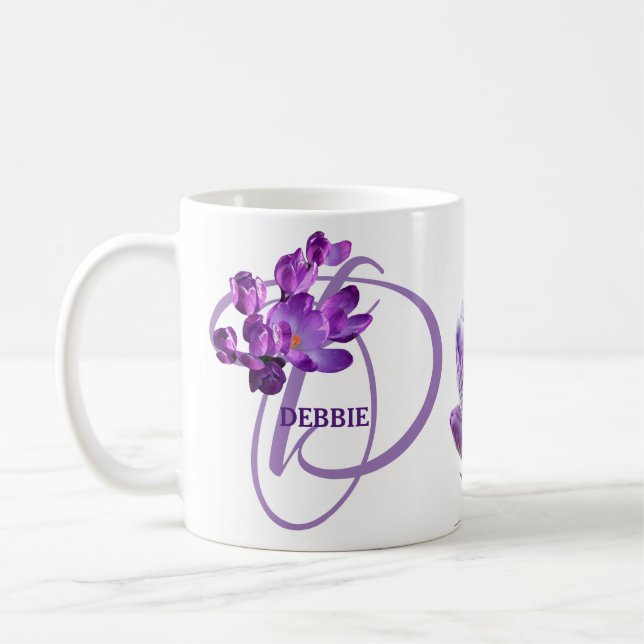Mug Debbie nom mauve crocus floral (Gauche)