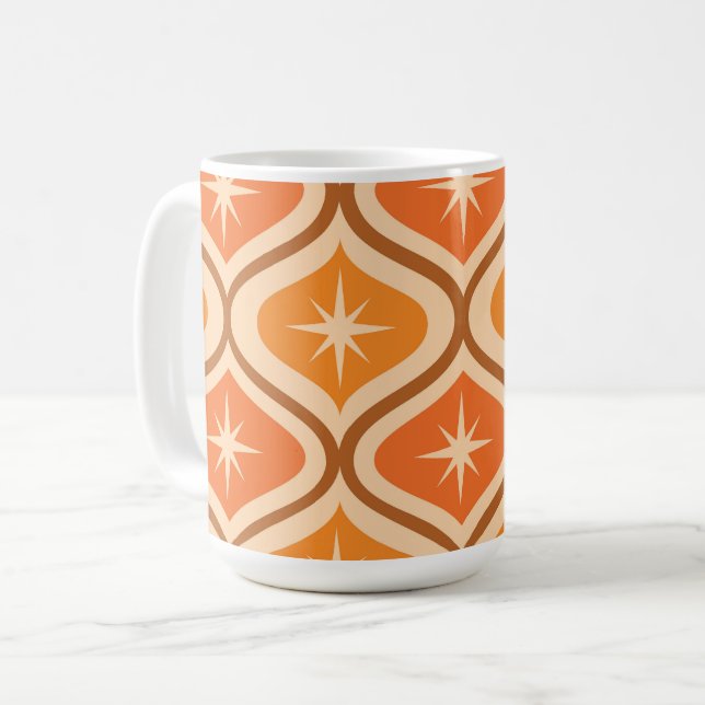 Mug Début atomique du milieu du siècle sur Orange Ogee (Devant gauche)