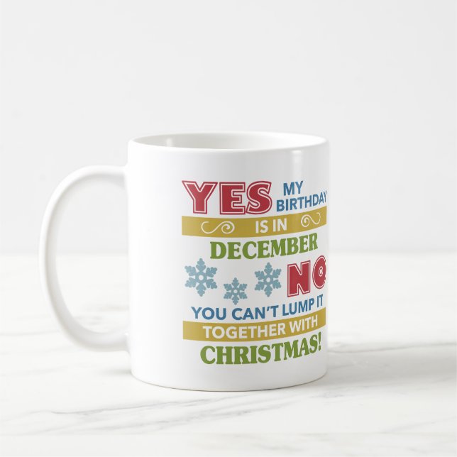 Mug Décembre Anniversaire Noël Humour (Gauche)