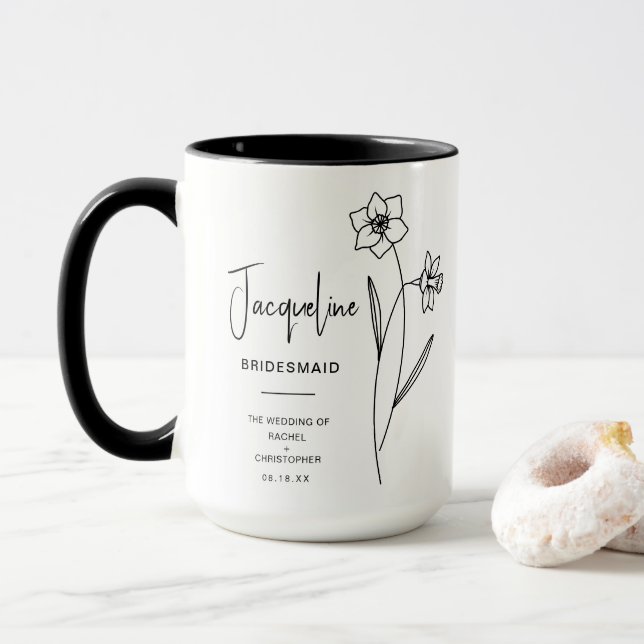 Mug Décembre | Fleur de naissance Jonquil (Avec donut)