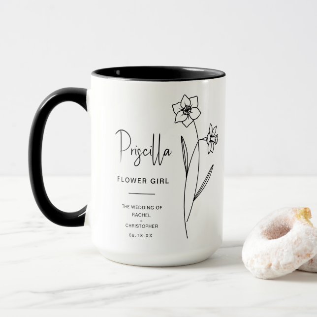 Mug Décembre Flower Girl | Fleur de naissance Jonquil (Avec donut)