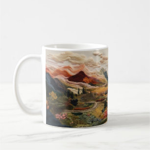 Mug Décor de la broderie de courtepointe du paysage.