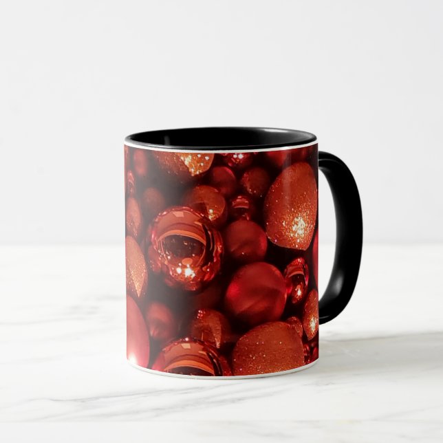Mug Décor de Noël Baubles rouges (Devant droit)