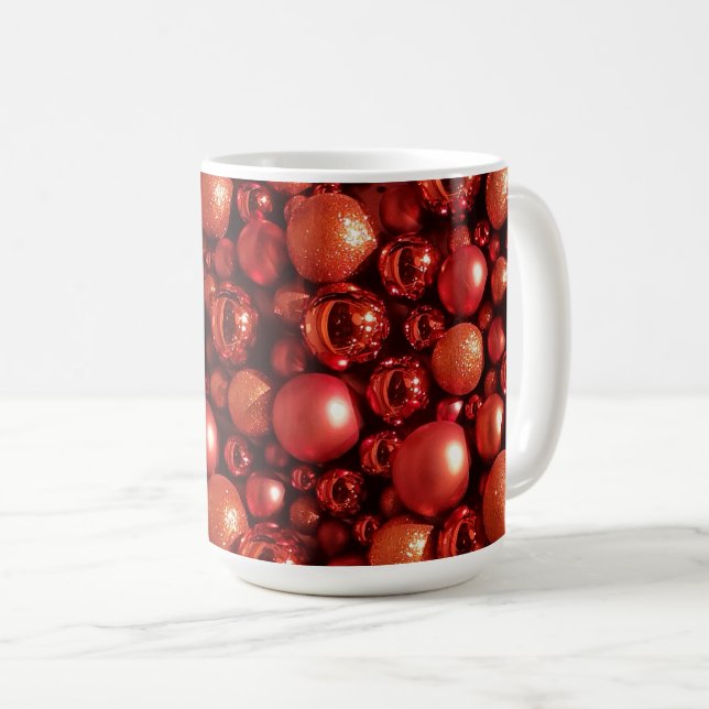 Mug Décor de Noël Baubles rouges (Devant droit)