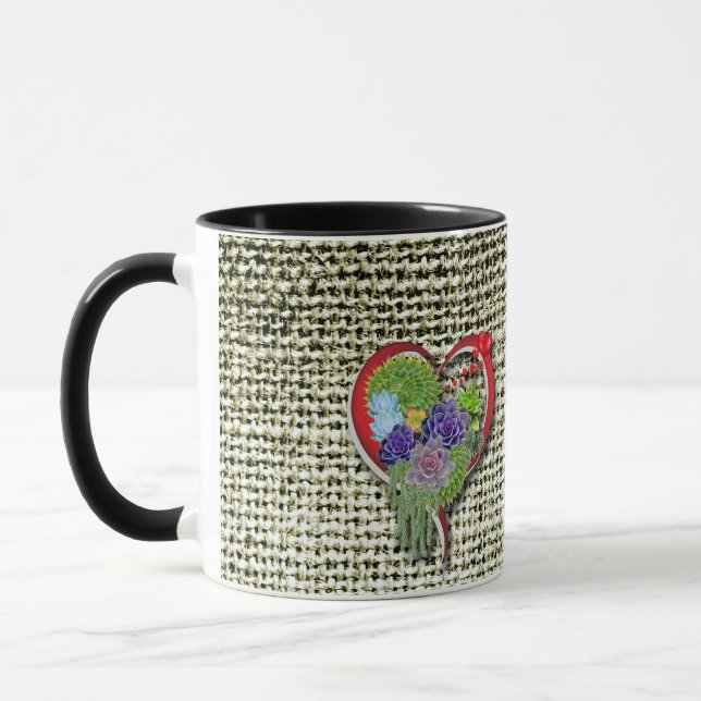 Mug Décor Plante Succulent dans un coeur (Gauche)