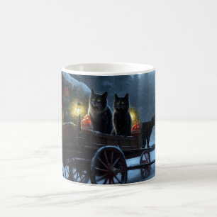 Mug Décoration de Noël Traîneau enneigé Chat Noir