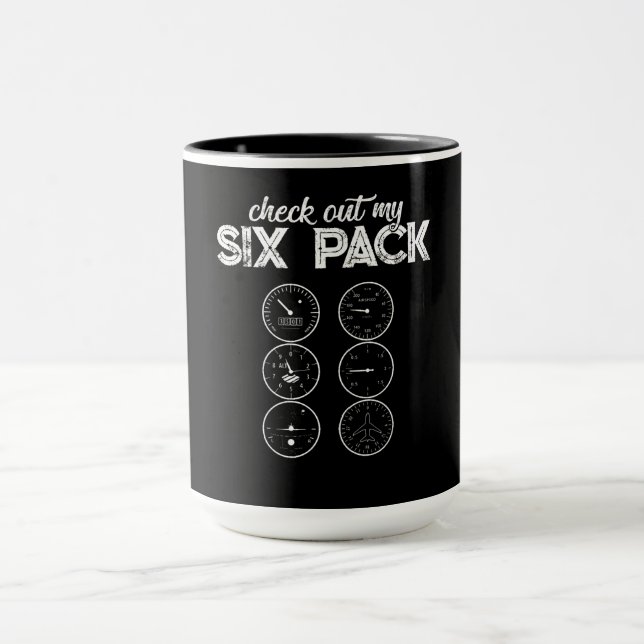Mug Découvrez Mon Six Pack Pilote Aviation Drôle Gym F (Centre)