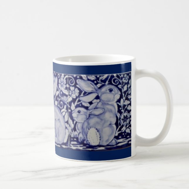 Mug Dedham Blue & White Rabbit Céramique Carrelage caf (Droite)