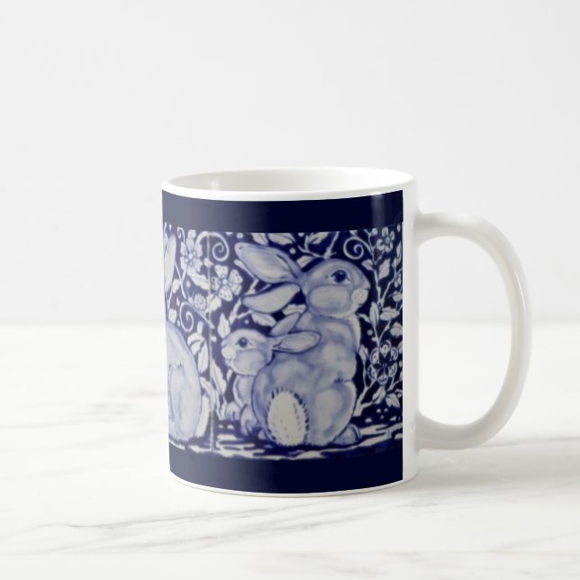 Mug Dedham Blue & White Rabbit Céramique Carrelage caf (Droite)