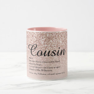Mug Définition Cousin Girl Rose Parties scintillant or