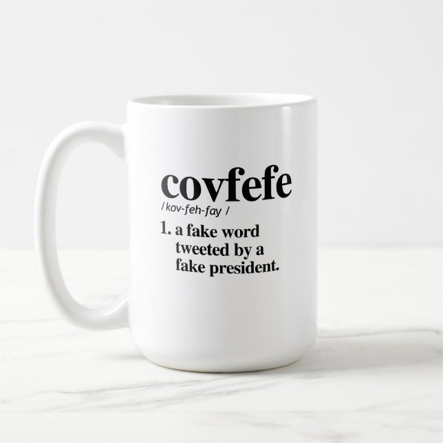 Mug Définition de Covfefe - un faux mot (Gauche)