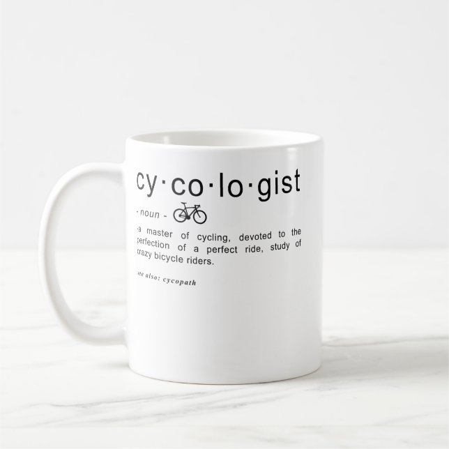 Mug Définition de cyclologue Addict amusant à vélo (Gauche)