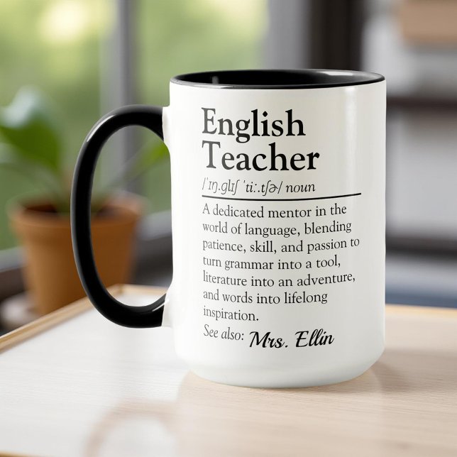 Mug Définition de l'enseignant anglais - Appréciation  (Créateur téléchargé)